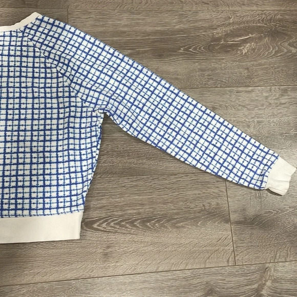 Champion Cropped Crewneck Sweatshirt Blue White Windowpane Checked S - Picture 15 of 15